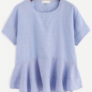 Blue and White Striped Blouse - Women - One Size Fits All, Fits like a Medium